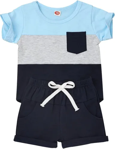 Ropa para bebé niño pequeño, trajes de verano de manga corta, camiseta de retazos y pantalón con bolsillo, conjunto de 2 piezas, 12 meses a 4 años