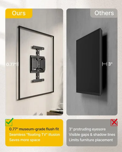 Miniatura 4 de monTEK 0.77" Soporte de pared ultradelgado para TV de 37 a 75 pulgadas, soporte de pared para TV de perfil bajo de movimiento completo con brazos
