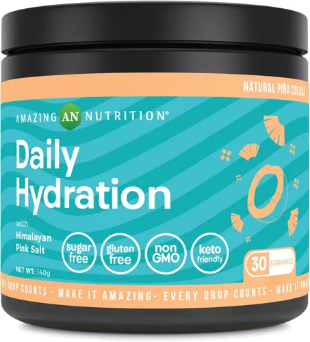 Amazing Nutrition Hidratación diaria, polvo de electrolitos, 30 porciones, empaquetado con minerales esenciales, sin azúcar, apto para dieta