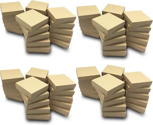 Miniatura 6 de TheDisplayGuys - Paquete de 100 cajas de regalo de papel de cartón rellenas de algodón #33 - Kraft marrón (3.5 x 3.5 x 1.0 pulgadas) - para envío