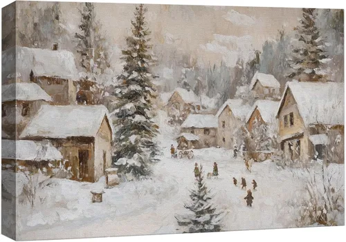 Miniatura 22 de wall26 Lienzo Impreso Arte de Pared Papá Noel Árbol de Navidad Chimenea Celebraciones y Fiestas Ilustración Decorativa Arte Moderno Escénico