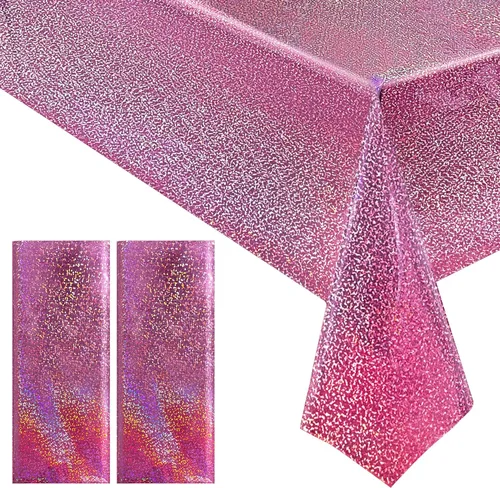 Miniatura 13 de 4 piezas de mantel de fiesta azul real holográfico de 40" x 108" con iridiscencia, mantel de plástico azul marino brillante para graduación, 4