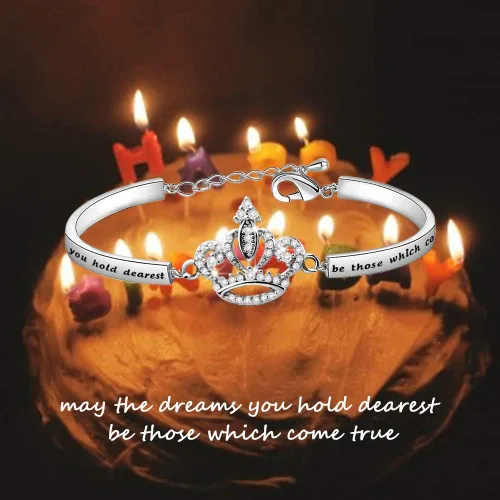 Miniatura 5 de LQRI Regalo de quinceañera Sweet 15 Gift Princess Crown Bracelet May the Dreams You Hold Dearest Be Those 15th Birthday Gift