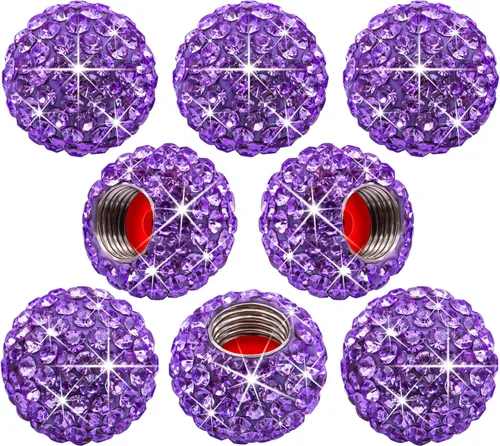 Miniatura 14 de 4 piezas de tapas de vástago de válvula de neumático con cristal brillante de diamante, tapas de válvula de neumático de rueda de coche con brillo