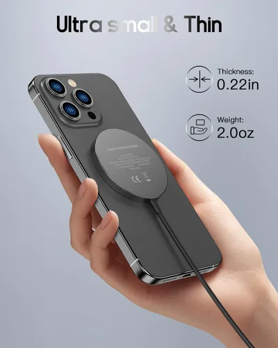 Miniatura 4 de Cargador inalámbrico magnético para iPhone 17/17 Pro/17 Pro Max/Air/16/15/14/13/12, almohadilla de carga segura para AirPods Pro 3 2 (negro)