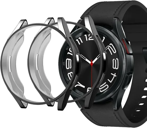 Funda compatible con Samsung Galaxy Watch 6 Classic de 1.693 in 2023, suave TPU chapado en todo el contorno, a prueba de arañazos, funda protectora