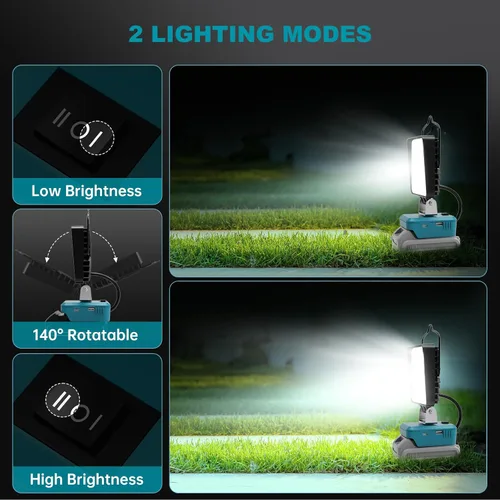 Miniatura 3 de 2 piezas de luz LED de trabajo para batería Makita de 18 V, luz de batería para herramientas Makita 18 V portátil al aire libre iluminación