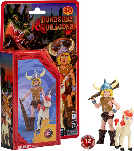 Miniatura 10 de Dungeons & Dragons Cartoon Classics - Juego de 2 figuras de acción de Bobby & Uni de 6 pulgadas, dibujos animados de los años 80, incluye d12