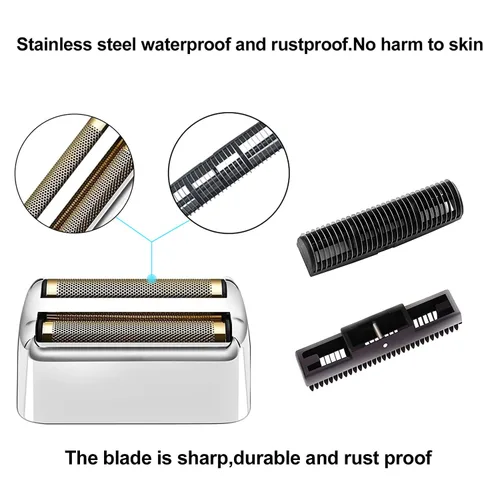Miniatura 3 de 4 piezas de papel de repuesto y cortadores compatibles con la afeitadora BaBylissPRO de doble lámina, lámina de repuesto compatible con la Plateado