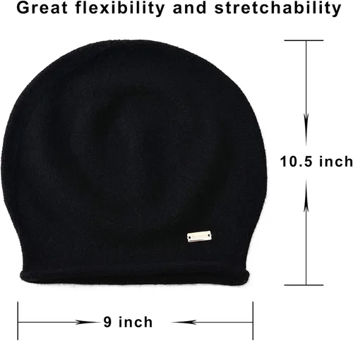 Miniatura 5 de jaxmonoy Gorro de punto holgado de cachemira para mujer para invierno suave cálido lana de punto de calavera