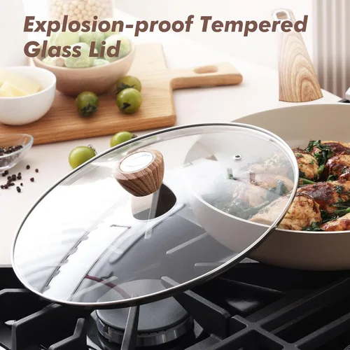 Miniatura 3 de SENSARTE Sartén antiadherente de cerámica con tapa de 11 pulgadas, sartén antiadherente para tortilla, sartén de cocina para chef sin tóxicos