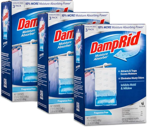 Miniatura 10 de Damp Rid - Bolsa colgante absorbente de humedad, 3 paquetes de 3 a 15.4 onzas (lino puro, lavanda y vainilla, aroma fresco), desodorante