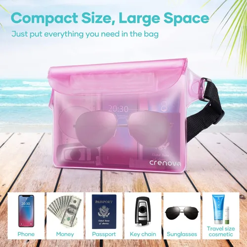 Miniatura 8 de Crenova Bolsa Impermeable con Correa para la Cintura IP68 Bolsa Impermeable para la Cintura con Pantalla Táctil Bolsa Seca con Cinturón Ajustable
