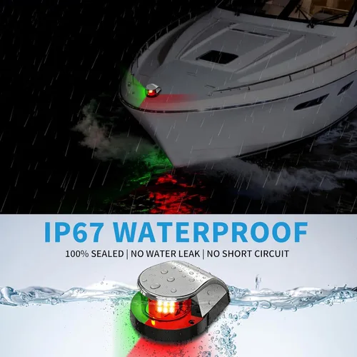 Miniatura 4 de Obcursco luces de navegación para barco, luces LED marinas rojas y verdes para la proa, IP67 impermeable, resistente a la oxidación, ideal
