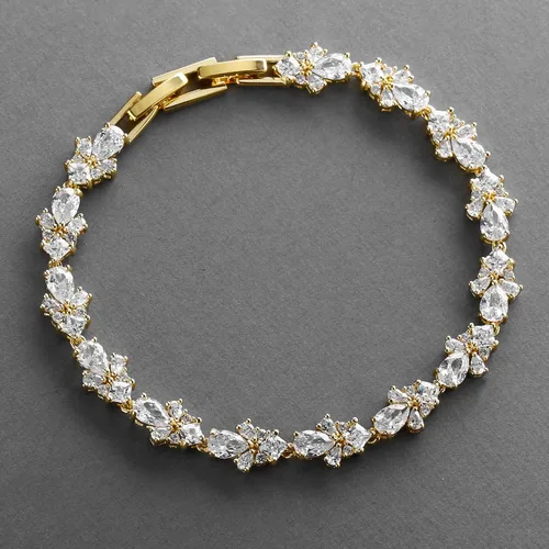 Miniatura 3 de Mariell Pulsera de tenis de cristal de circonita cúbica dorada para boda y novia, regalo de joyería para mujeres, novias, madre de la novia, 7 14