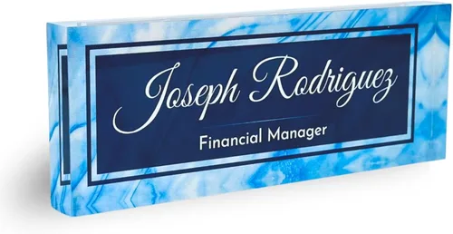 Miniatura 12 de Placa de Nombre de Escritorio de Acrílico Transparente Grueso Personalizada de 8x3" con Logo Personalizado - Decoración Profesional de Oficina