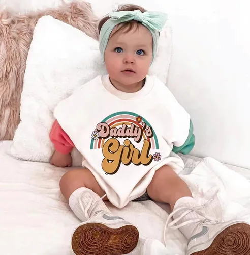 Miniatura 2 de DuAnyozu Ropa de otoño para bebé niña, sudadera de gran tamaño, con bloques de color, cuello redondo, lindo atuendo