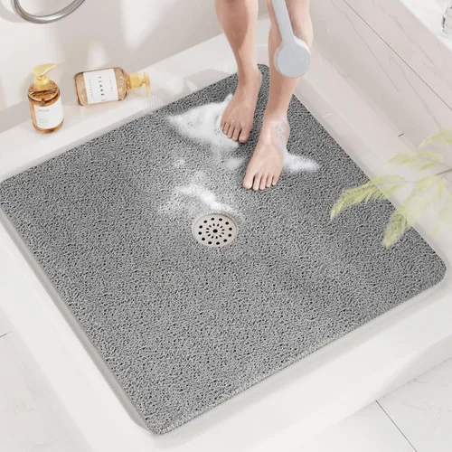 Miniatura 22 de HITSLAM - Tapete cuadrado para ducha, de 24 x 24 pulgadas, tapete de baño antideslizante para bañera, tapetes de baño de alcachofa de PVC suave