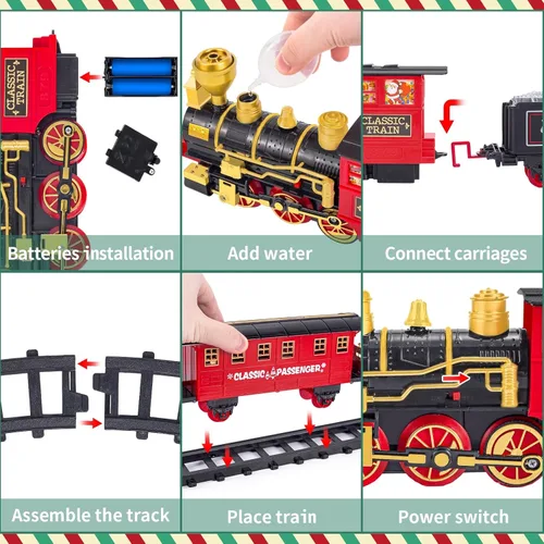 Miniatura 4 de Letapapa Conjunto de Tren, Conjuntos de Tren de Navidad para Debajo del Árbol, Juguete de Tren Eléctrico para Niños y Niñas, Tren de Juguete