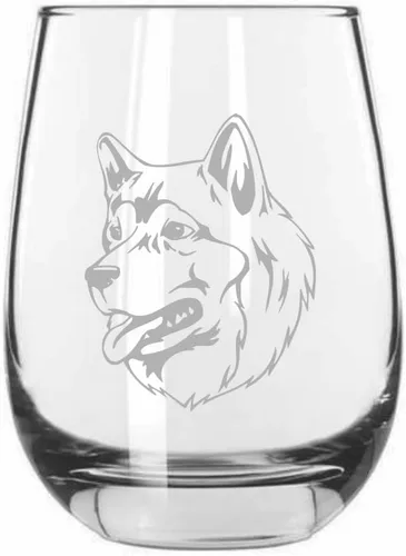 Miniatura 554 de Sakhalin Husky Dog - Copa de vino grabada personalizada de 15.25 onzas sin tallo