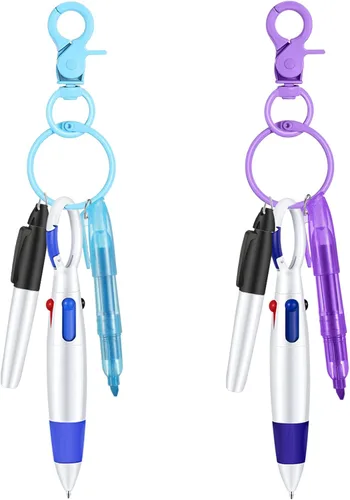 Sabary Juego de mini rotuladores para enfermera, bolígrafos para enfermera, incluye resaltador de punta rosa y morado, 2 marcadores permanentes y 2