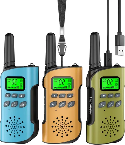 Miniatura 13 de Inspireyes Walkie Talkies para niños, paquete de 2 recargables de largo alcance, juguetes para niños y niñas de 3 a 12 años, juguete de radio de 2