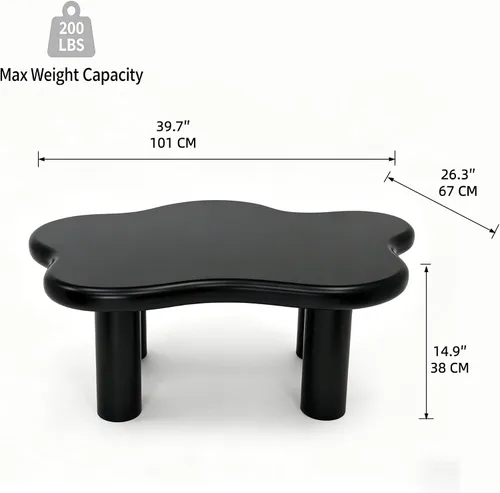 Miniatura 2 de Mesa de centro irregular moderna de 40 pulgadas, mesa de centro única de nube para sala de estar, mesas centrales bajas y lindas con 4 patas