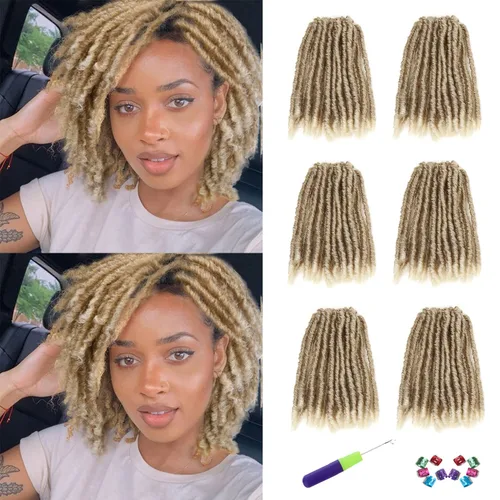 Miniatura 15 de WIGNEE Cabello de Ganchillo 120 Hebras Locs Sintéticos 8 Pulgadas Locs Suaves Pre-Trenzados 6 Paquetes Cabello de Ganchillo Pre-Anudado para Mujeres