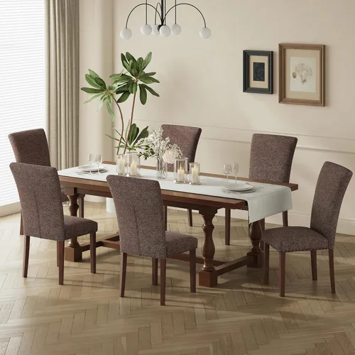 Miniatura 31 de COLAMY Juego de 2 sillas de comedor tapizadas Parsons, sillas de tela para comedor y cocina con detalle de cabeza de clavo y patas de madera