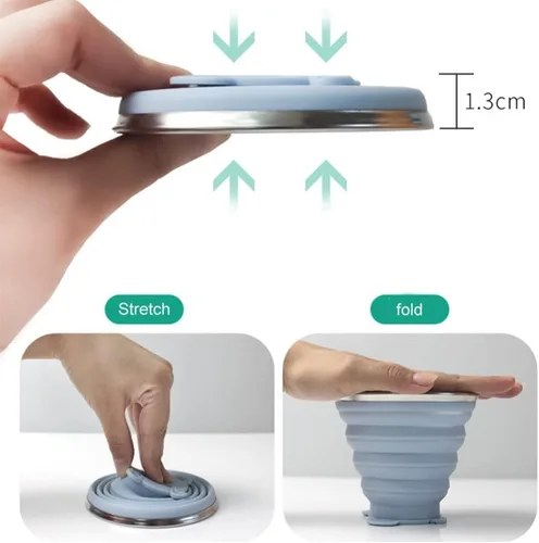 Miniatura 2 de Ochine Taza de viaje plegable de silicona plegable para camping, taza de café de 9.2 onzas, reutilizable, expandible, taza portátil para acampar