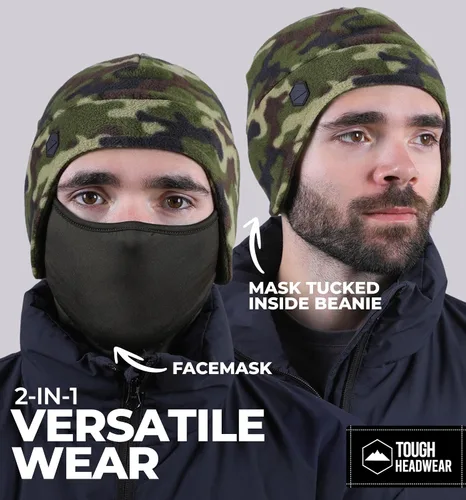 Miniatura 21 de Tough Headwear Skull Cap with Mask Men, Winter Running Gear, Motorcycle Winter Gear, Helmet Liners, Ski Hat, Thermal Beanie