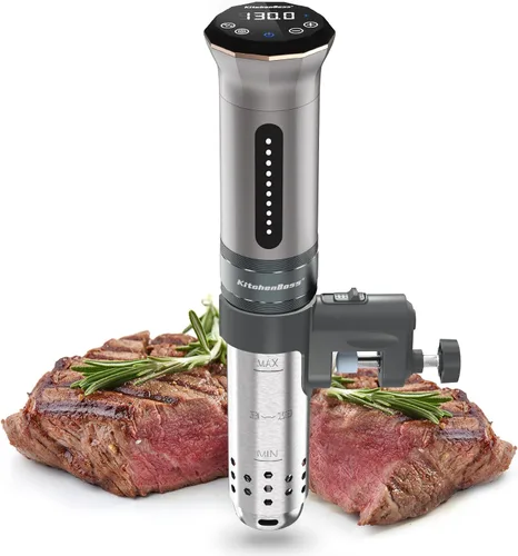 KitchenBoss Sous Vide - Máquina de cocción al vacío: Circulador de inmersión térmica ultra silenciosa de 1100 W IPX7 resistente al agua, pantalla