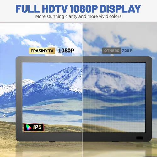 Miniatura 5 de Televisor portátil de 14 pulgadas con antena mejorada sintonizador ATSC, monitor LCD 1080P, HDMI/USB/AV, pequeño televisor portátil para campamento