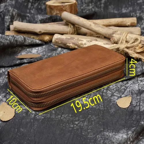 Miniatura 2 de LUUFAN Billetera larga de cuero genuino para hombre, cartera plegable grabada