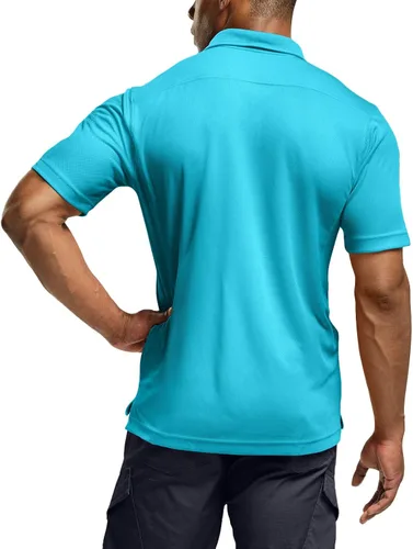 Miniatura 3 de CQR Camiseta polo táctica para hombre, de manga corta, ligera y con Dry Fit, tela piqué, FPU 50+, para exteriores