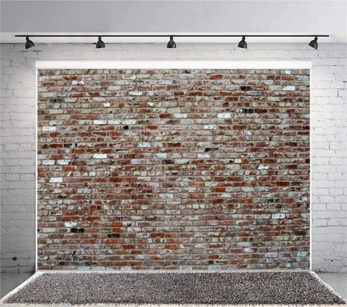 Miniatura 2 de Laeacco Fondo de pared de ladrillo vintage de 12 x 10 pies, estilo retro, fondo de pared de ladrillo rústico, para recién nacidos, niñas, adultos