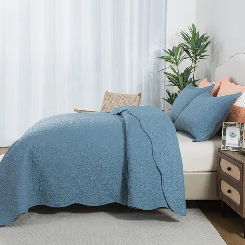 Miniatura 213 de HoneiLife - Juego de colcha de tamaño Queen, juego de ropa de cama de pana bordada de 3 piezas, colcha de lujo, ligera, cálida, para todas las Pana