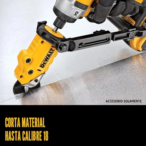 Miniatura 4 de DEWALT Cizalla/Cortador de Metal Accesorio para Taladro, Listo para Impacto, Cabezal Pivotante de 360 Grados, Corta Material de 18GA