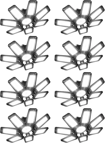 Miniatura 10 de Luz LED de garaje de 200W 20000LM 6500K, luces de techo de garaje con 7+1 paneles ajustables, luces de tienda con rosca E26 E27 para taller, sala