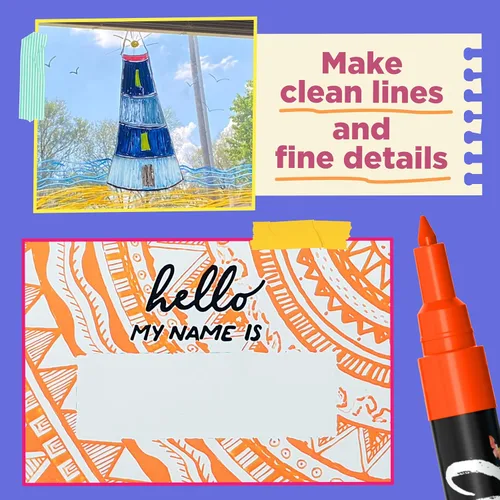Miniatura 4 de Marcadores de tiza de punta extra fina - (punta de 1 mm, paquete de 40) neón, pastel y metálico Rotuladores de tiza líquida borrables