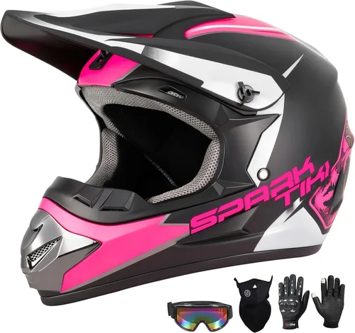 Miniatura 11 de Casco de motocross juvenil, casco de motocicleta ATV, cascos de motocross para exteriores, aprobado por DOT, cascos todoterreno con guantes, gafas