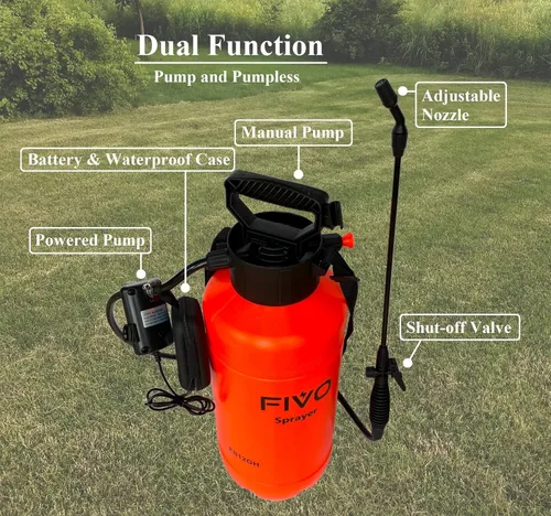 Miniatura 2 de Pulverizador a batería y pulverizador de bomba (función dual) para césped y jardín con cargador de batería recargable de iones de litio y correa
