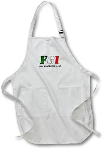 3dRose apr_163975_1 FBI Delantal italiano de cuerpo entero con bolsillos, 22 x 30 pulgadas, color blanco