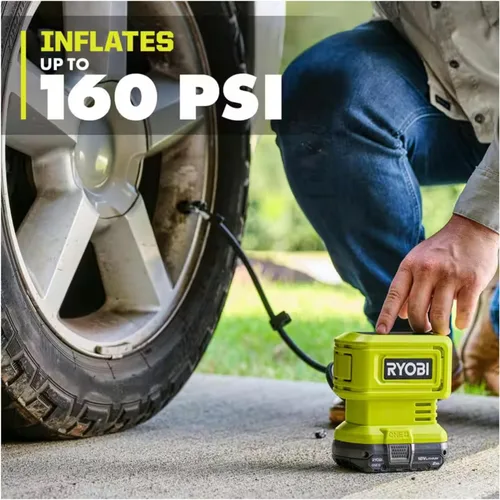 Miniatura 6 de Paquete de accesorios para inflador inalámbrico Buho - Inflador de alta presión Ryobi de 18 voltios, batería de 2.0 Ah, cargador de 18V, bolsa