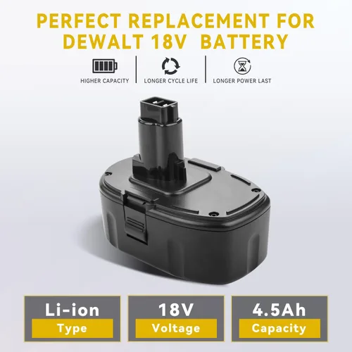 Miniatura 2 de Paquete de 2 baterías de repuesto de 18 V 4.5 Ah para Dewalt 18Volt XRP Ni-Cad DC9096 DC9098 DC9099 DC9180 DC9181 DC9182 DE9039 DE9095 DE9096 DE9098