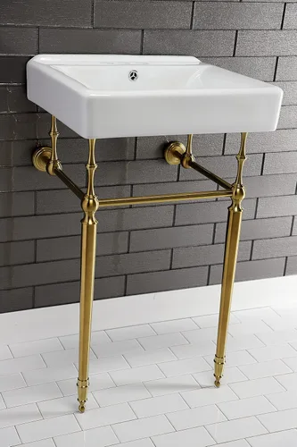 Miniatura 7 de Kingston Brass KVPB2018W47 Fregadero de consola eduardiana, latón cepillado 20 x 18 x 33.56