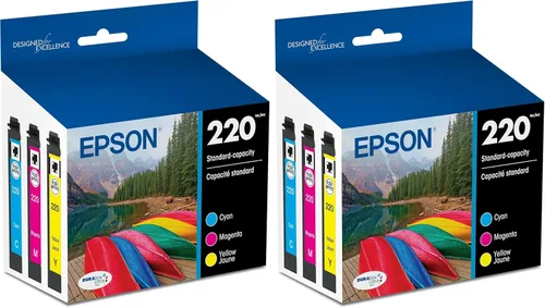 Epson 220 DURABrite Ultra Ink Paquete Combo de Color de Capacidad Estándar (T220520-S) Funciona con Workforce WF-2630,2650,2660,2750,2760 y