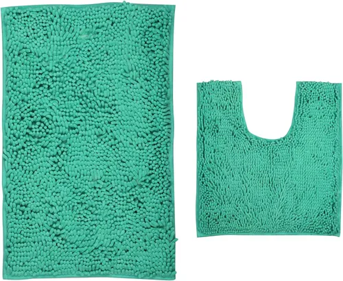 Miniatura 12 de LanYunUmi Juego de 2 alfombras de baño de felpilla chenille antideslizante color gris oscuro, tapete de baño extra suave y absorbente para ducha