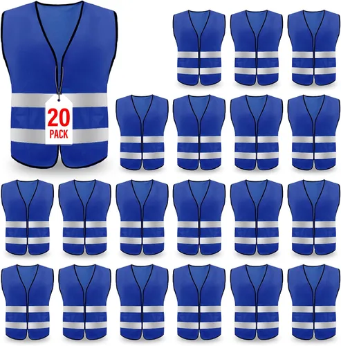 Miniatura 14 de Chaleco de seguridad, chaleco reflectante de alta visibilidad para hombres, trabajo, ciclismo, corredor, topógrafo, voluntario, carretera Azul