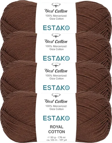 Miniatura 8 de Estako Algodón Royal, 100% hilo de algodón giza mercerizado, suave, súper fino 1 para ganchillo y tejer, 1.76 onzas (50g) / 137 yardas (125m)
